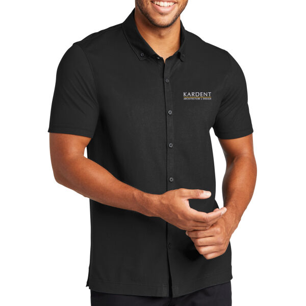 Men’s/Unisex Embroidered Kardent - Stretch Pique Full Button Polo Thumbnail