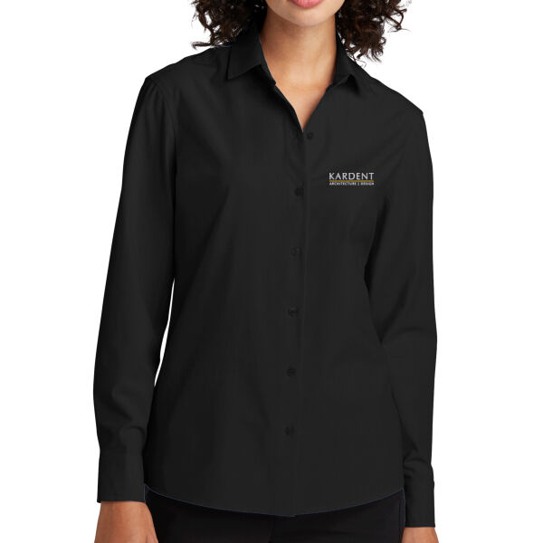 Kardent Embroidered - Women's Long Sleeve Stretch Woven Shirt Thumbnail