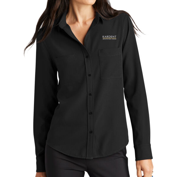 Kardent Embroidered - Women's Stretch Crepe Long Sleeve Camp Thumbnail